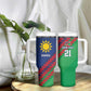 Custom Cricket African Namibia Tumbler With Handle Namibian Sporty Pattern Flag Motif - African Pride