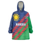 Custom Cricket African Namibia Wearable Blanket Hoodie Namibian Sporty Pattern Flag Motif - African Pride