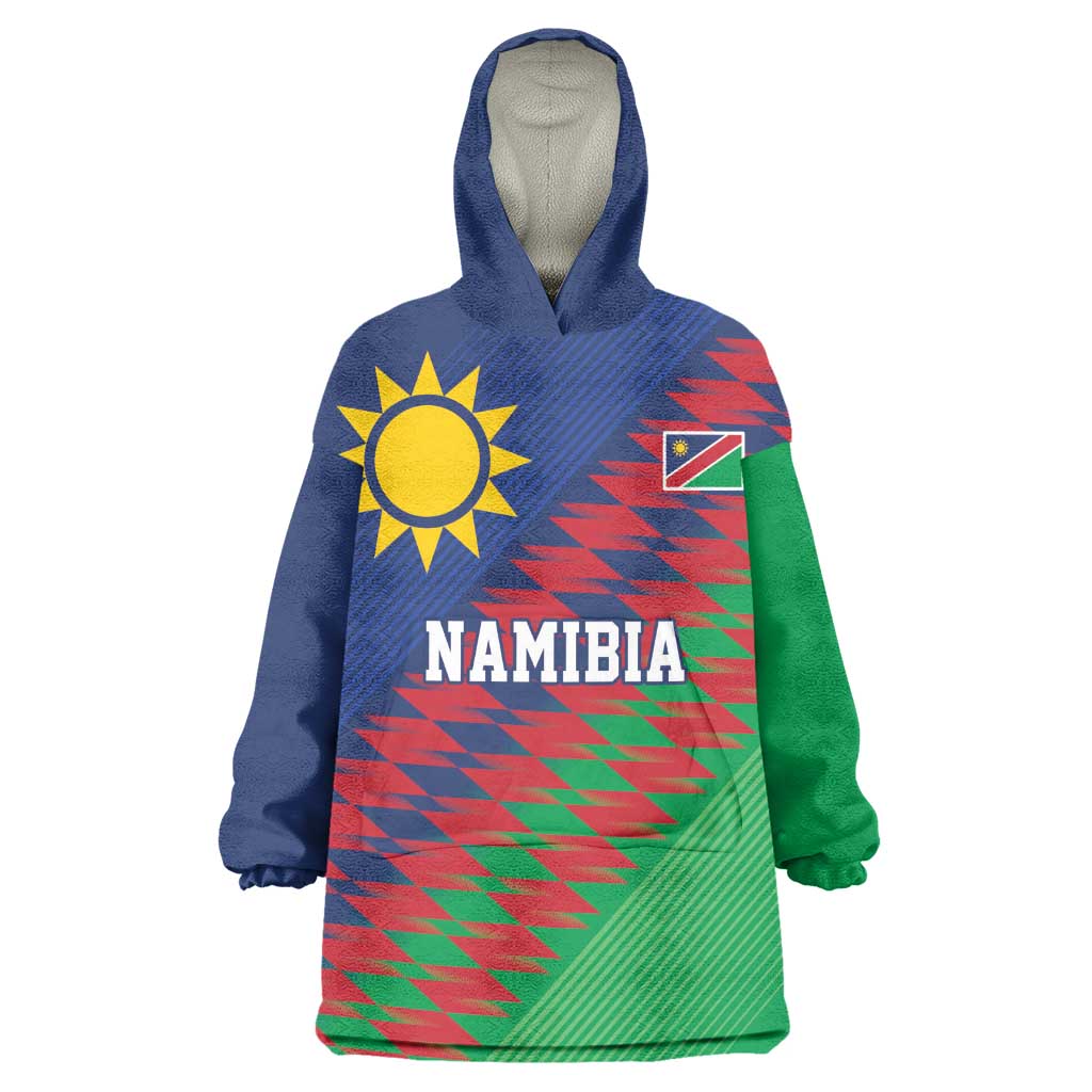 Custom Cricket African Namibia Wearable Blanket Hoodie Namibian Sporty Pattern Flag Motif - African Pride