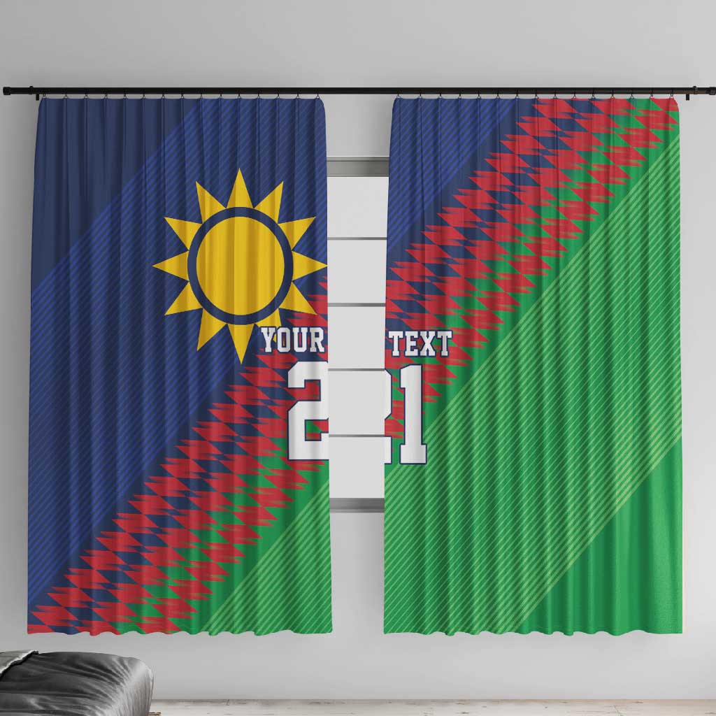 Custom Cricket African Namibia Window Curtain Namibian Sporty Pattern Flag Motif - African Pride