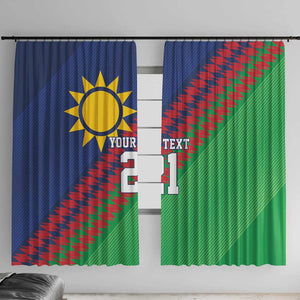 Custom Cricket African Namibia Window Curtain Namibian Sporty Pattern Flag Motif - African Pride