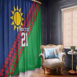 Custom Cricket African Namibia Window Curtain Namibian Sporty Pattern Flag Motif - African Pride