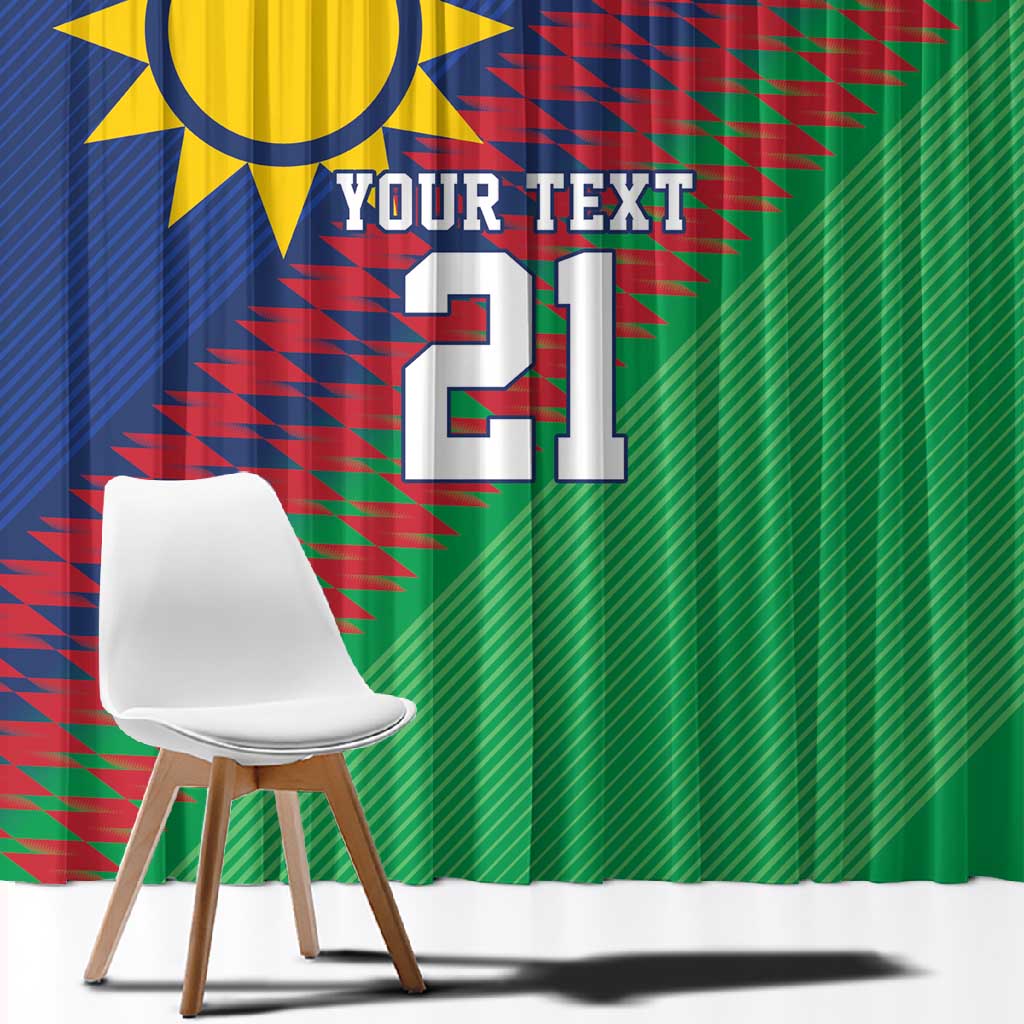 Custom Cricket African Namibia Window Curtain Namibian Sporty Pattern Flag Motif - African Pride