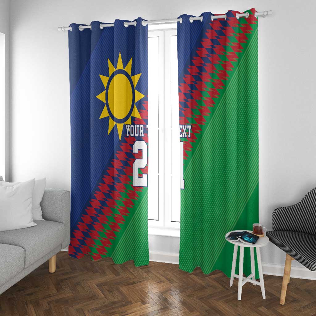 Custom Cricket African Namibia Window Curtain Namibian Sporty Pattern Flag Motif - African Pride