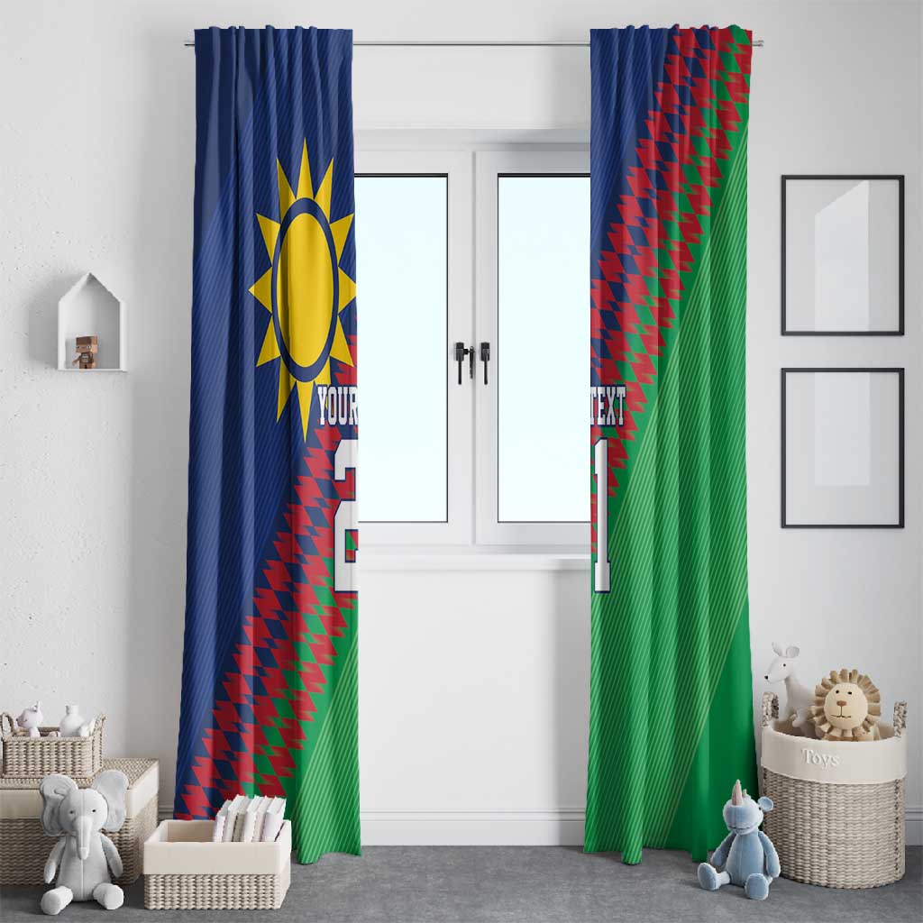 Custom Cricket African Namibia Window Curtain Namibian Sporty Pattern Flag Motif - African Pride