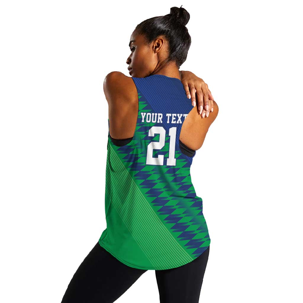 Custom Cricket African Namibia Women Racerback Tank Namibian Sporty Pattern Flag Motif - African Pride