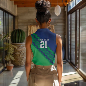 Custom Cricket African Namibia Women Sleeveless Polo Shirt Namibian Sporty Pattern Flag Motif - African Pride