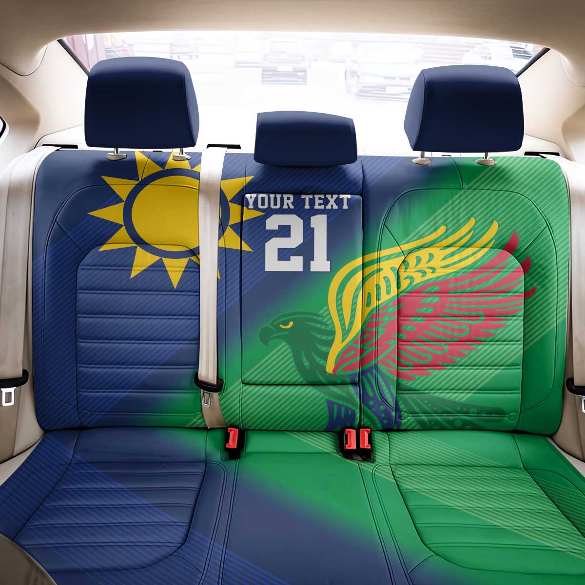 Custom Rugby African Namibia Back Car Seat Cover Welwitschias African Fish Eagle - African Pride