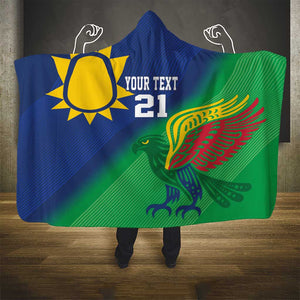 Custom Rugby African Namibia Hooded Blanket Welwitschias African Fish Eagle - African Pride