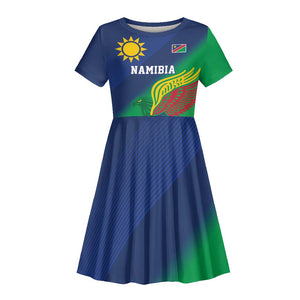 Custom Rugby African Namibia Kid Short Sleeve Dress Welwitschias African Fish Eagle - African Pride