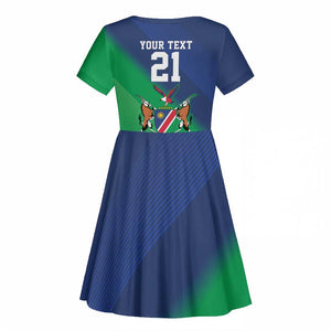 Custom Rugby African Namibia Kid Short Sleeve Dress Welwitschias African Fish Eagle - African Pride