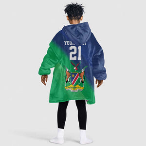 Custom Rugby African Namibia Kid Wearable Blanket Hoodie Welwitschias African Fish Eagle - African Pride