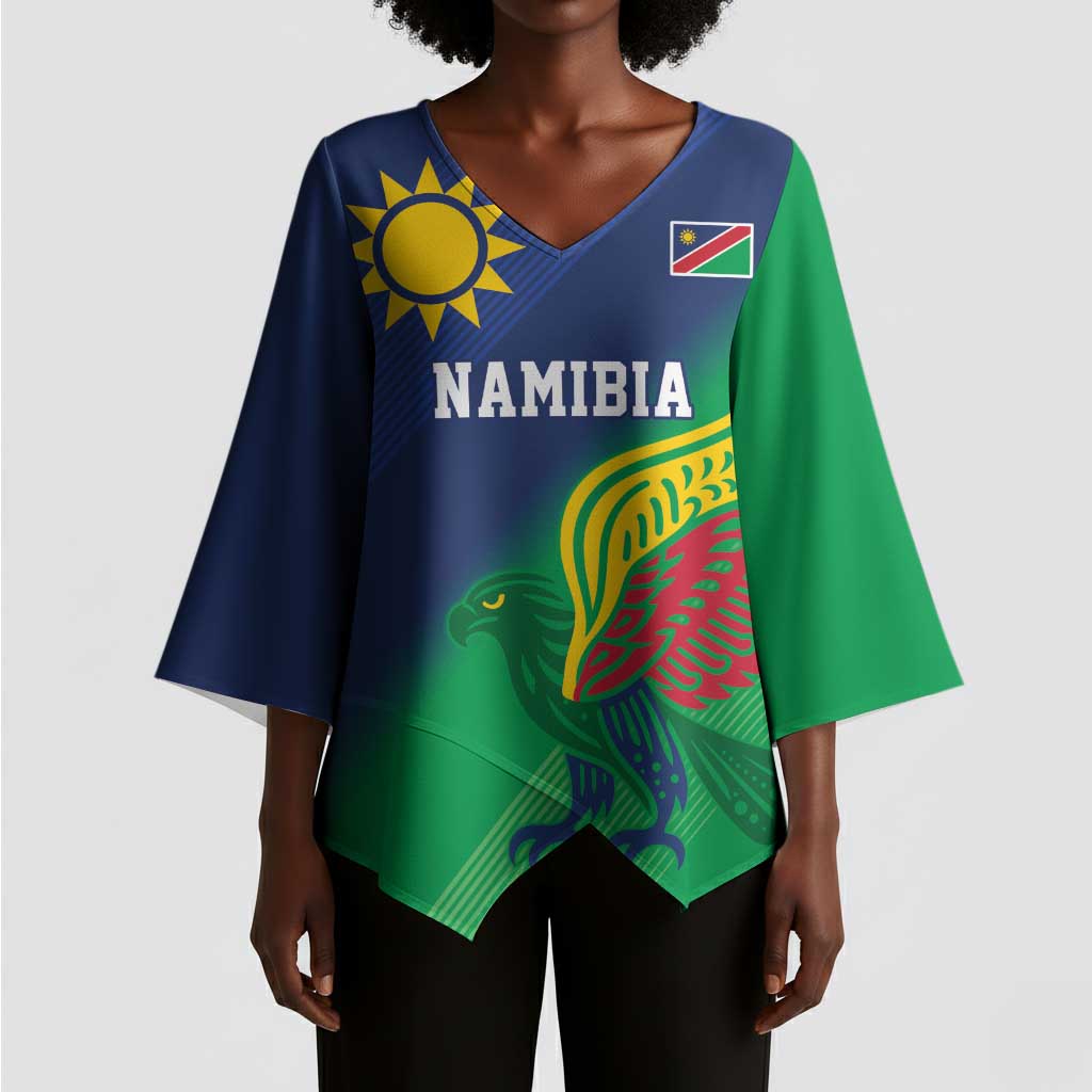 Custom Rugby African Namibia Kimono Sleeve Blouse Welwitschias African Fish Eagle
