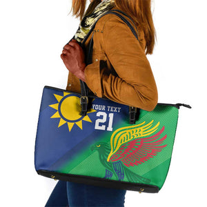 Custom Rugby African Namibia Leather Tote Bag Welwitschias African Fish Eagle - African Pride
