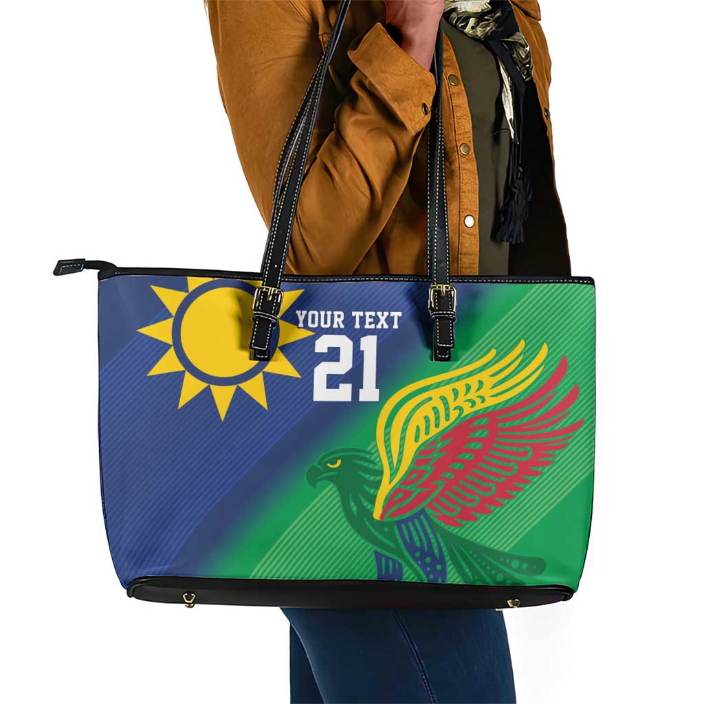 Custom Rugby African Namibia Leather Tote Bag Welwitschias African Fish Eagle - African Pride