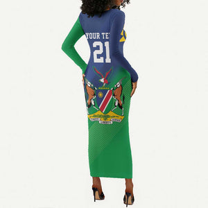 Custom Rugby African Namibia Long Sleeve Bodycon Dress Welwitschias African Fish Eagle - African Pride