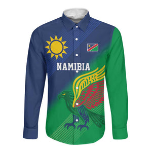 Custom Rugby African Namibia Long Sleeve Button Shirt Welwitschias African Fish Eagle - African Pride