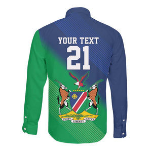 Custom Rugby African Namibia Long Sleeve Button Shirt Welwitschias African Fish Eagle - African Pride