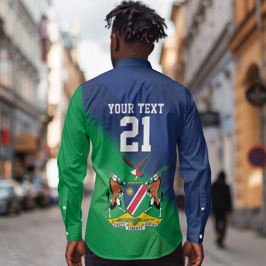 Custom Rugby African Namibia Long Sleeve Button Shirt Welwitschias African Fish Eagle - African Pride