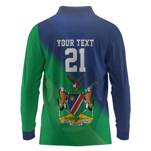 Custom Rugby African Namibia Long Sleeve Polo Shirt Welwitschias African Fish Eagle - African Pride