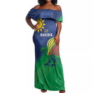 Custom Rugby African Namibia Off Shoulder Maxi Dress Welwitschias African Fish Eagle - African Pride