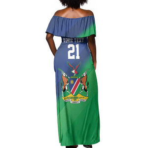 Custom Rugby African Namibia Off Shoulder Maxi Dress Welwitschias African Fish Eagle - African Pride