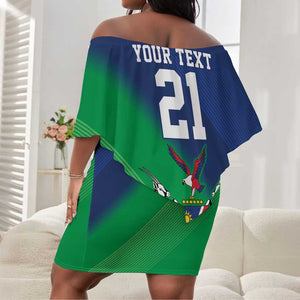 Custom Rugby African Namibia Off Shoulder Short Dress Welwitschias African Fish Eagle - African Pride