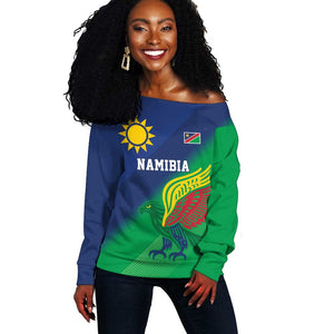 Custom Rugby African Namibia Off Shoulder Sweater Welwitschias African Fish Eagle - African Pride