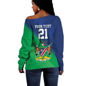 Custom Rugby African Namibia Off Shoulder Sweater Welwitschias African Fish Eagle - African Pride