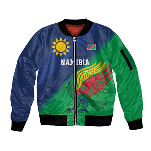 Custom Rugby African Namibia Sleeve Zip Bomber Jacket Welwitschias African Fish Eagle - African Pride