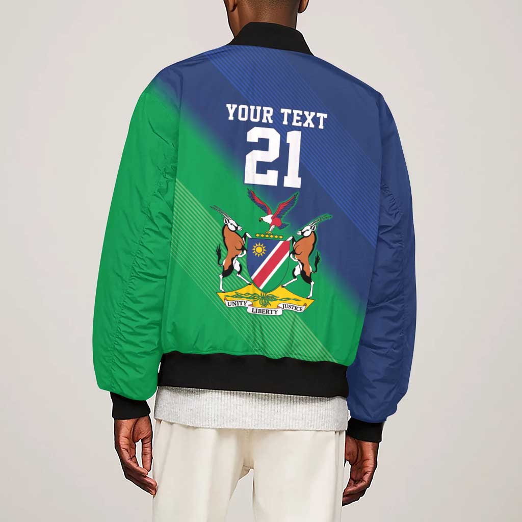 Custom Rugby African Namibia Sleeve Zip Bomber Jacket Welwitschias African Fish Eagle - African Pride