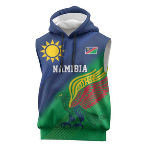 Custom Rugby African Namibia Sleeveless Hoodie Welwitschias African Fish Eagle - African Pride