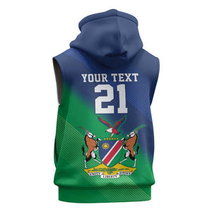 Custom Rugby African Namibia Sleeveless Zip Hoodie Welwitschias African Fish Eagle - African Pride