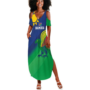 Custom Rugby African Namibia Summer Maxi Dress Welwitschias African Fish Eagle - African Pride