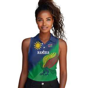 Custom Rugby African Namibia Women Sleeveless Polo Shirt Welwitschias African Fish Eagle - African Pride