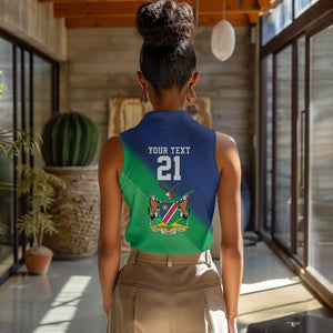 Custom Rugby African Namibia Women Sleeveless Polo Shirt Welwitschias African Fish Eagle - African Pride