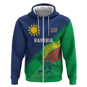 Custom Rugby African Namibia Zip Hoodie Welwitschias African Fish Eagle - African Pride