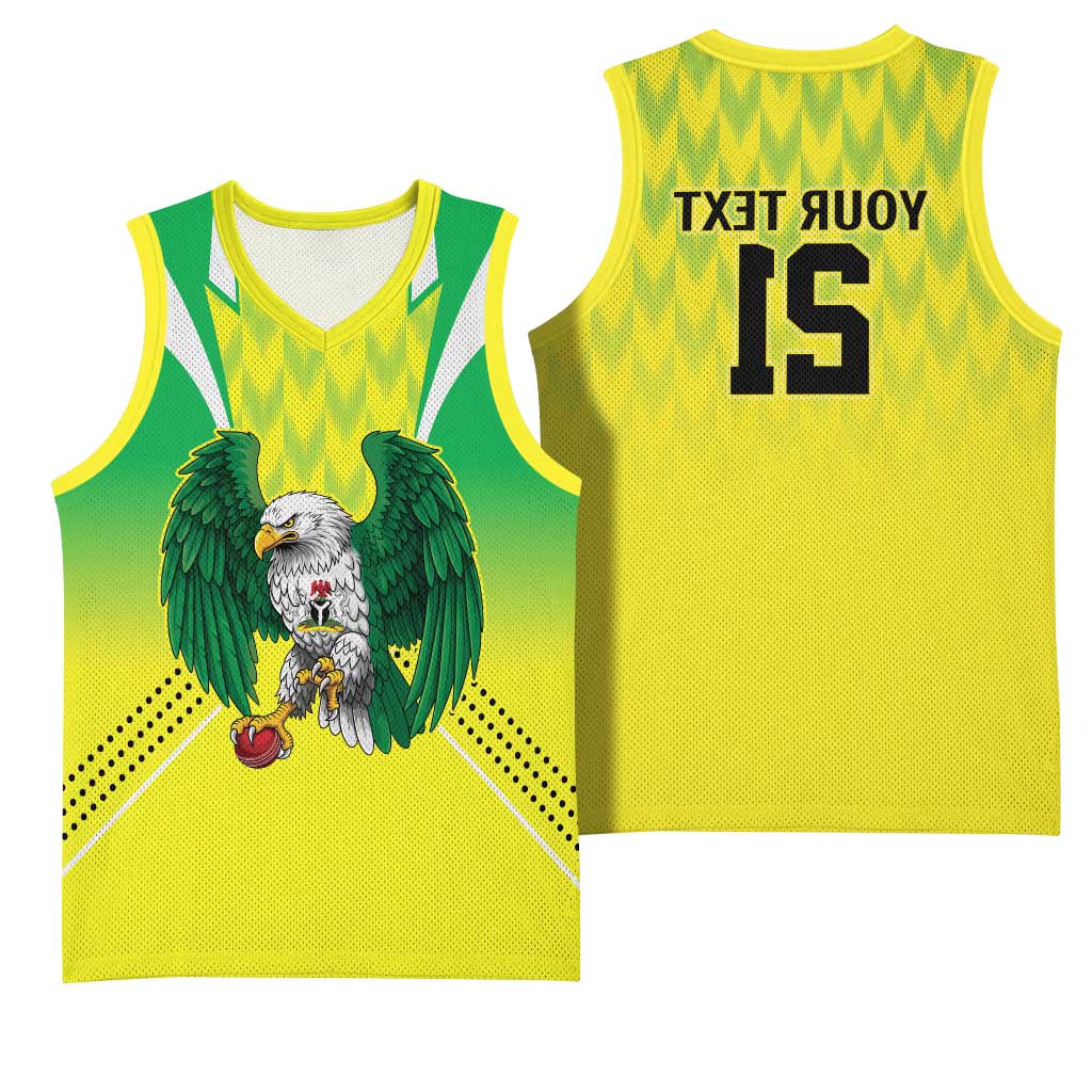Custom Cricket African Nigeria Basketball Jersey Najeriya Yellow Greens Eagle - African Pride