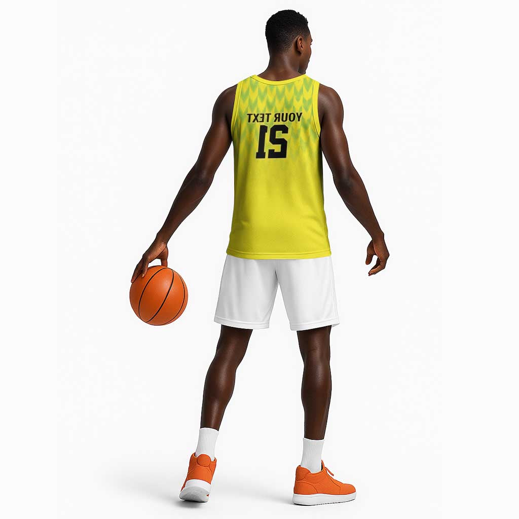 Custom Cricket African Nigeria Basketball Jersey Najeriya Yellow Greens Eagle - African Pride