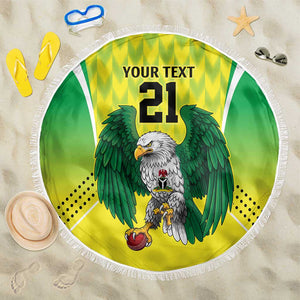 Custom Cricket African Nigeria Beach Blanket Najeriya Yellow Greens Eagle - African Pride