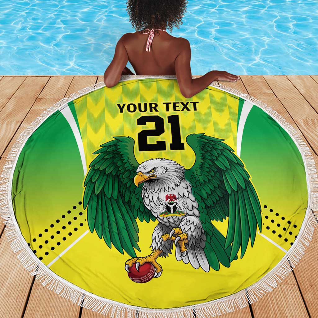 Custom Cricket African Nigeria Beach Blanket Najeriya Yellow Greens Eagle - African Pride