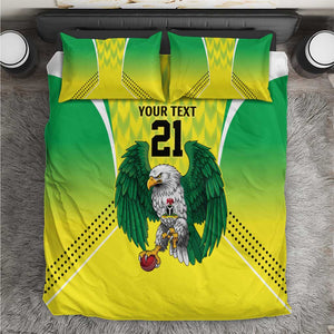 Custom Cricket African Nigeria Bedding Set Najeriya Yellow Greens Eagle - African Pride