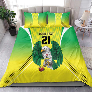 Custom Cricket African Nigeria Bedding Set Najeriya Yellow Greens Eagle - African Pride