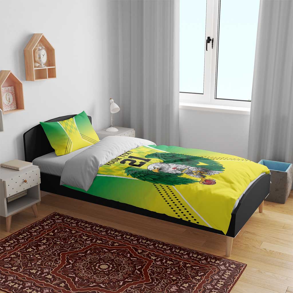 Custom Cricket African Nigeria Bedding Set Najeriya Yellow Greens Eagle - African Pride