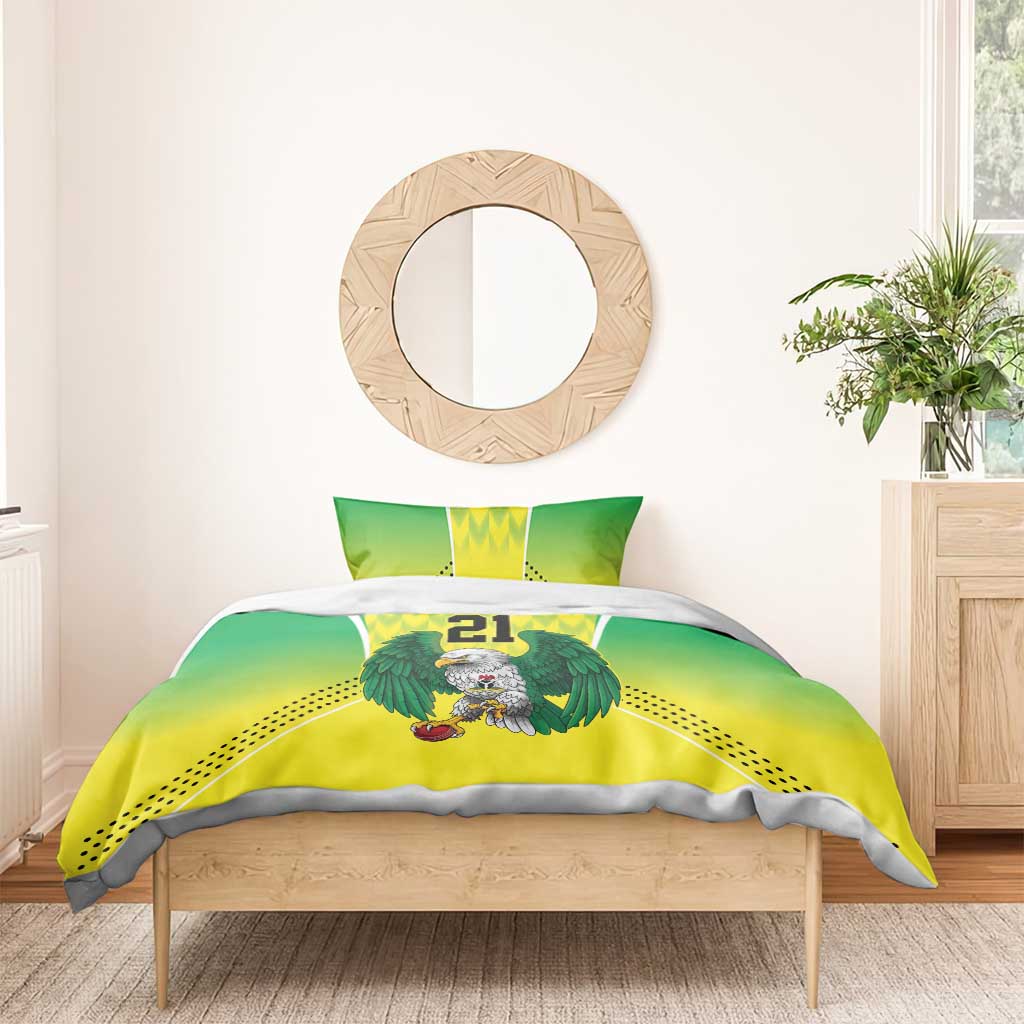 Custom Cricket African Nigeria Bedding Set Najeriya Yellow Greens Eagle - African Pride