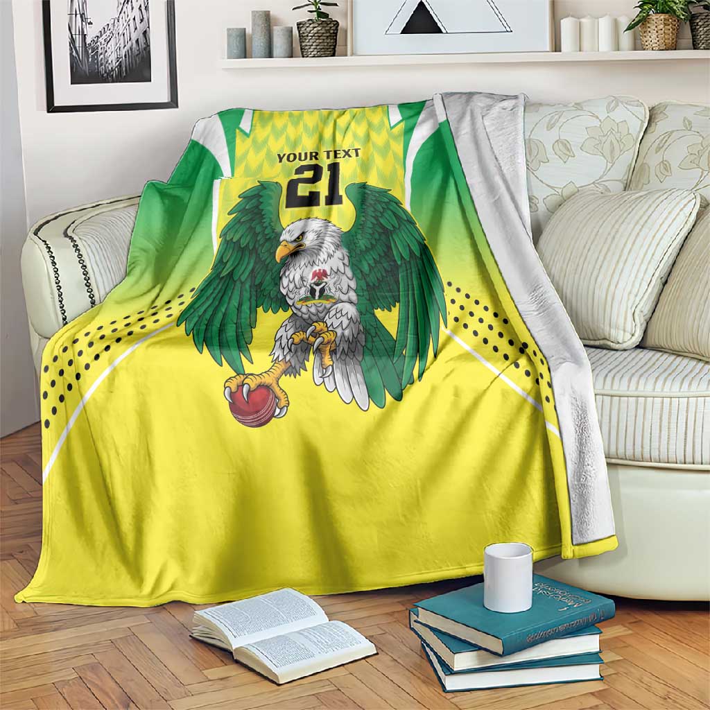 Custom Cricket African Nigeria Blanket Najeriya Yellow Greens Eagle - African Pride