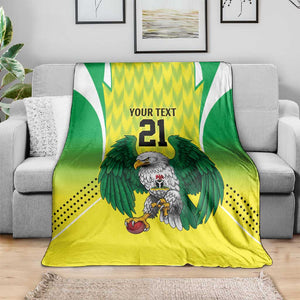 Custom Cricket African Nigeria Blanket Najeriya Yellow Greens Eagle - African Pride
