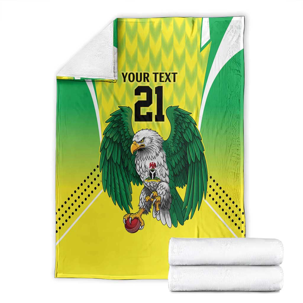 Custom Cricket African Nigeria Blanket Najeriya Yellow Greens Eagle - African Pride