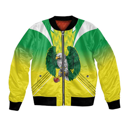 Custom Cricket African Nigeria Bomber Jacket Najeriya Yellow Greens Eagle - African Pride