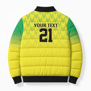 Custom Cricket African Nigeria Bomber Puffer Jacket Najeriya Yellow Greens Eagle